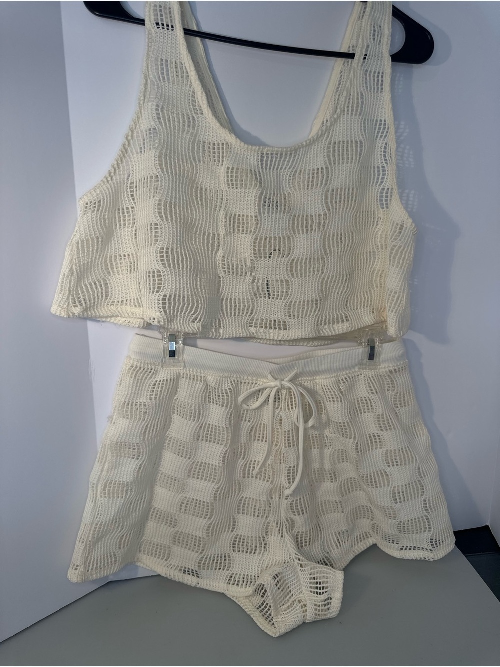 wild fable Cream Knit Swim Coverup Tank & Shorts Set